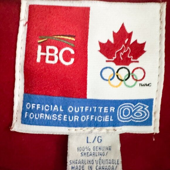 Hudson Bay Company Torino Olympic 2006 Sheepskin Lined Suede Hooded  Bomber L - Picture 11 of 12